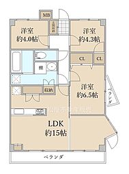 センチュリーマンションViP 3LDKの間取図画像