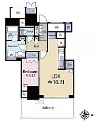 ブリリアタワー池袋West 1LDKの間取図画像