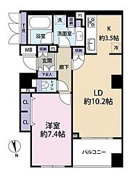 パークコート市谷仲之町 1LDKの間取図画像
