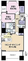 グランドヒルズ南青山 2LDKの間取図画像