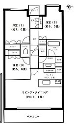 パ−クホームズ吉祥寺グランテラスクロイスタ−レジデンス 3LDKの間取り