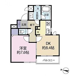 クレスト落合 1DKの間取図画像