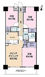 ライオンズガーデン西所沢 3LDKの間取図画像