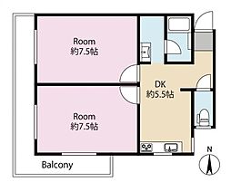 光栄ハイツ 2DKの間取図画像
