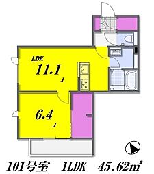 WingCourt赤塚新町 1LDKの間取図画像