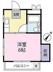 青葉ハイツ 3階1Kの間取り