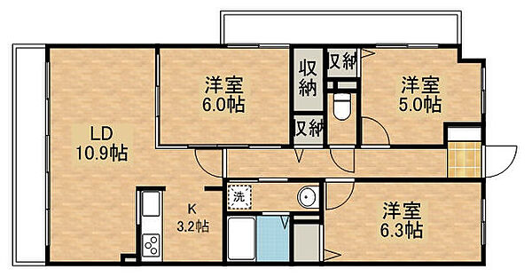 ドルチェ若草 301｜栃木県宇都宮市若草3丁目(賃貸マンション3LDK・3階・68.93㎡)の写真 その2