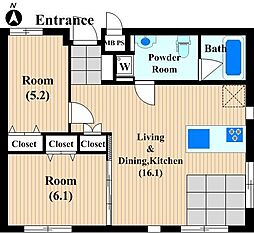 ミニヨンヴィラージュ 3階2LDKの間取り