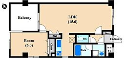 センチュリー等々力緑地 1LDKの間取図画像