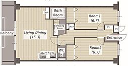 シティレジデンスKamiko 2LDKの間取図画像