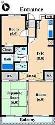 グリーンパーク津田山 3DKの間取図画像