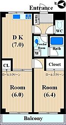 ハイツフィレンツェ 2DKの間取図画像