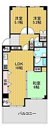 エバーグリーン上本町 3LDKの間取図画像