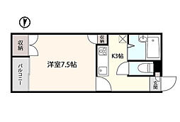 ベルヴュー高崎C 1Kの間取図画像