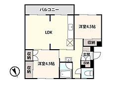 アシスト青森第8マンションB 2LDKの間取図画像