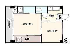 アシスト上越マンション1 2Kの間取図画像