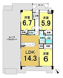 セントラル宝塚中山 3LDKの間取図画像