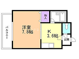 港プロシード26 1Kの間取図画像