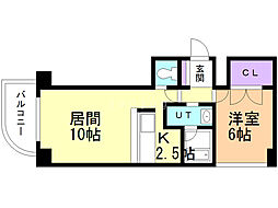 グランデ・ドール 1LDKの間取図画像