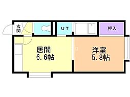 メルヴィーユN24 1DKの間取図画像