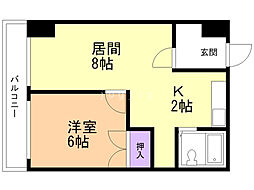 NORTHPOLE北大前 1LDKの間取図画像