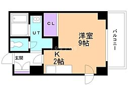 デュオヴェール 1Kの間取図画像