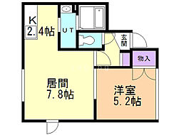 ルミエールN32 1LDKの間取図画像