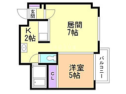 パレス154 1LDKの間取図画像