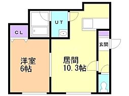 グローリー2 1LDKの間取図画像