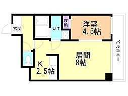アムール麻生 1LDKの間取図画像