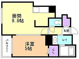 S-FORT北大前 1LDKの間取図画像