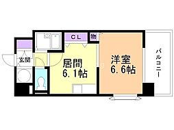 トーワ・ビルデンス 1DKの間取図画像