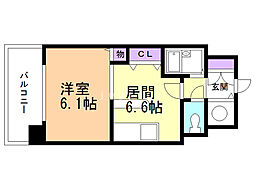 トーワ・ビルデンス 1DKの間取図画像