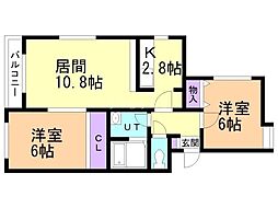 ルミエール 2LDKの間取図画像