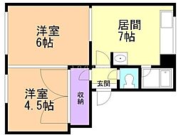 マンション三宅A 2DKの間取図画像