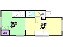 豊泉ハウス 1LDKの間取図画像