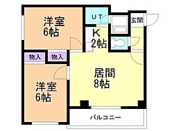ローヤルハイツ新川 2LDKの間取図画像