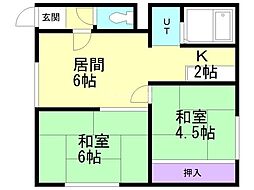 コーポエルム 2DKの間取図画像
