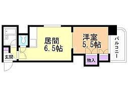 クレセント細川北25条 1DKの間取図画像