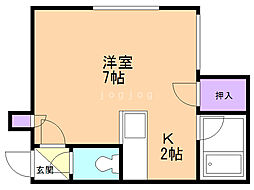 南麻生クラブハウス 1Kの間取図画像