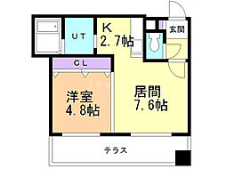 グラスN21 1LDKの間取図画像