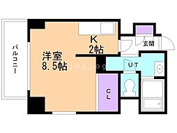デュオヴェール 1Kの間取図画像