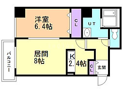 レフィナード北12条 1LDKの間取図画像
