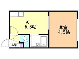 ハイムプレステージ 1DKの間取図画像