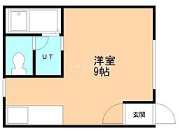 ヴィラ.モデルナA ワンルームの間取図画像