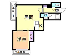 フォンテーヌ麻生 1LDKの間取図画像