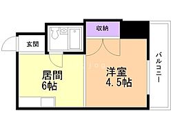 コーポ幌北 1DKの間取図画像