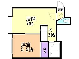 アーバン北29 1LDKの間取図画像