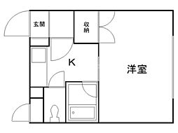 フローレス麻生 1Kの間取図画像