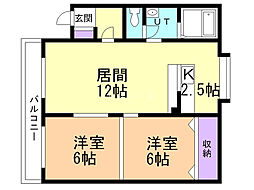 桜ハウス 2LDKの間取図画像